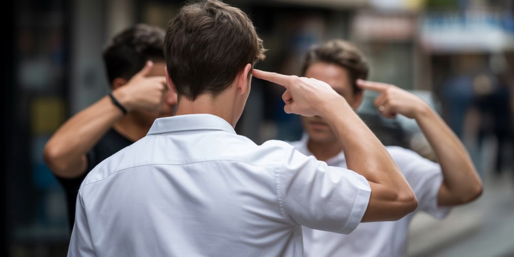 Personen die sich gegenseitig einen Vogel zeigen.